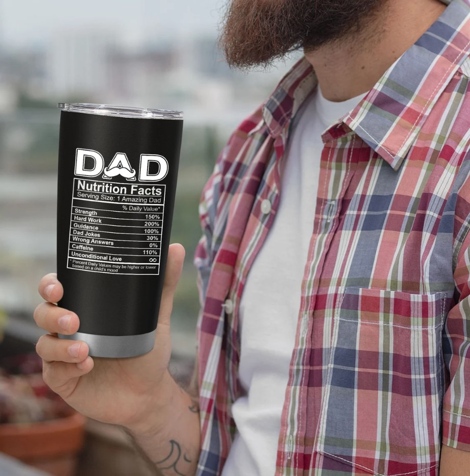 Dad Nutritional Facts Tumbler Personalized Tumbler For Dad From Daughter Son Kids Funny Gifts For Dad Fathers Day Gifts